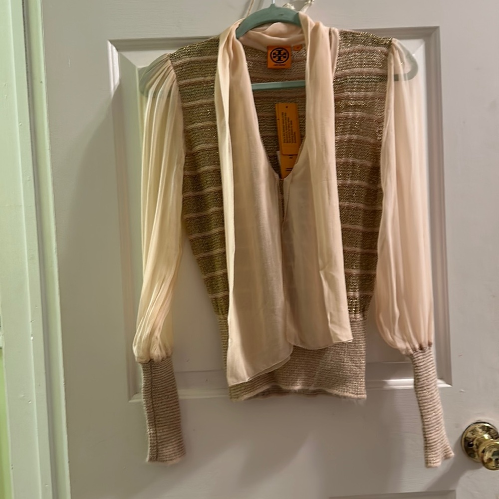 Tory Burch elegant sheer knit sweater